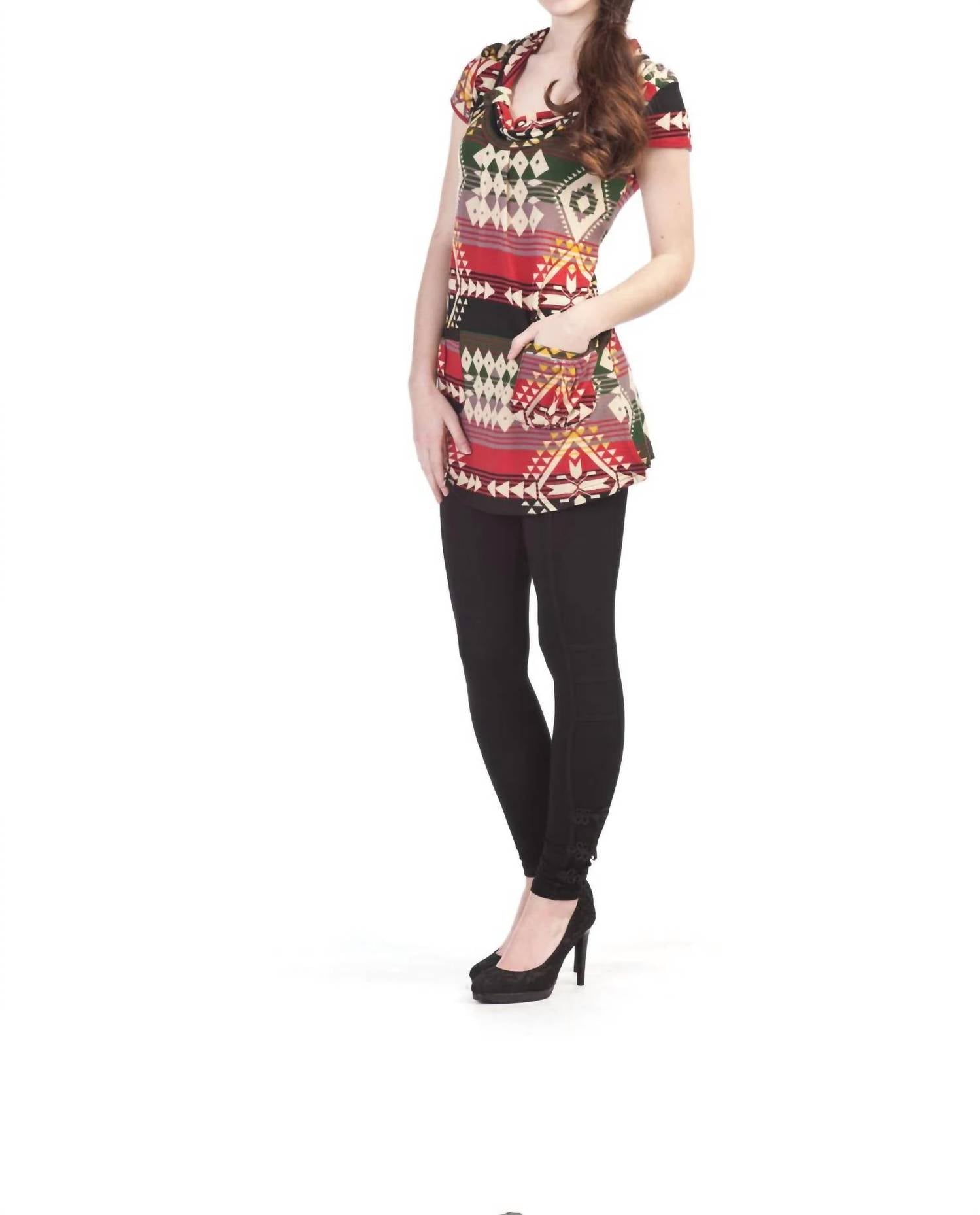 Papillon - Southwest Cowl Neck Pocket Dress
