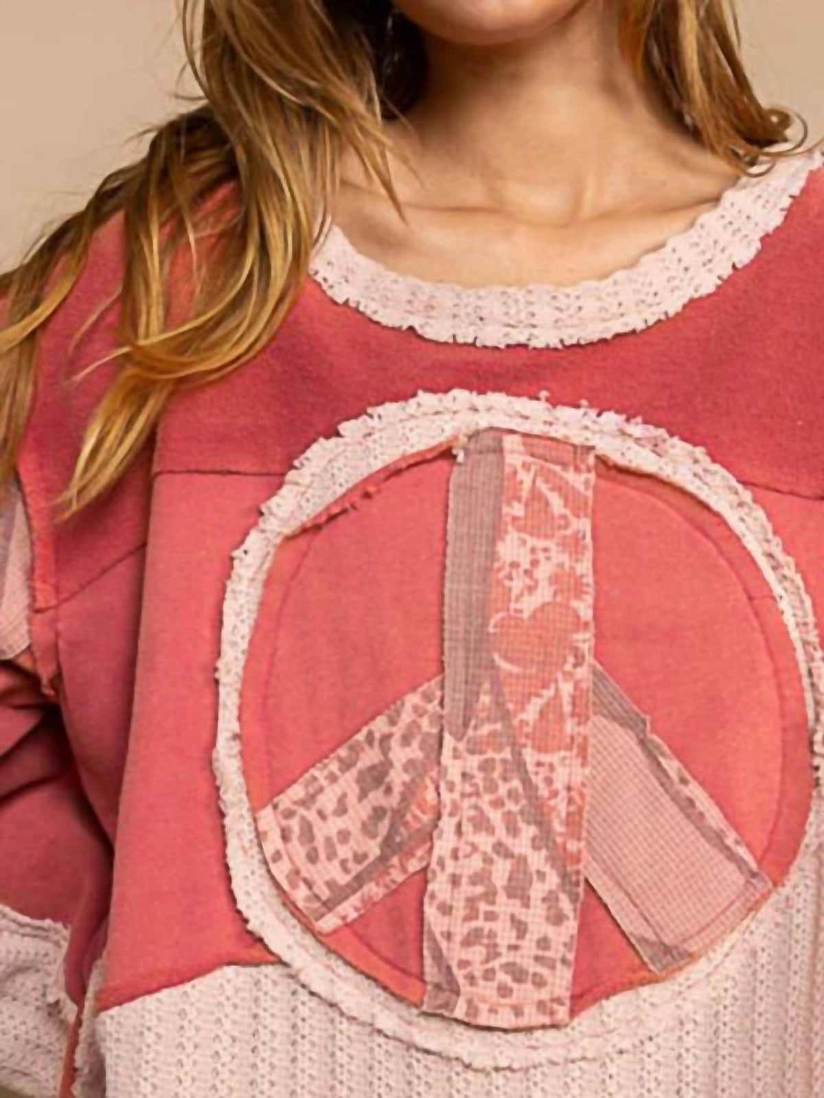Pol - Oversized Peace French Terry Sweater