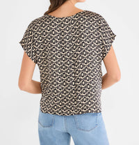 Nic + Zoe LACY DIAMONDS DAY GLOSS TEE in black multi - women's blouse - alternate view