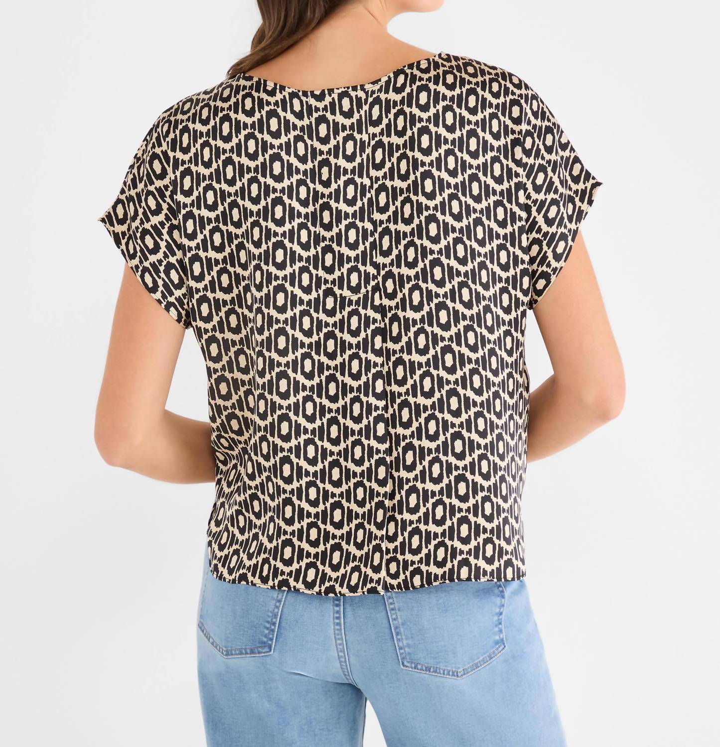 Nic + Zoe LACY DIAMONDS DAY GLOSS TEE in black multi - women's blouse - alternate view