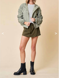Doe and Rae Cinched Sleeve Parachute Jacket in moss green - women's jacket - view 5
