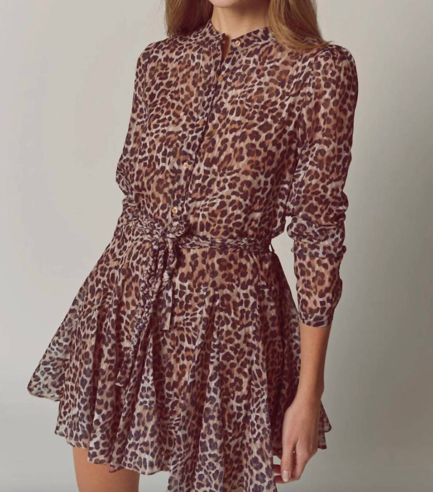 THE SHIRT Jenica Mini Dress in leopard - women's dress - detail view