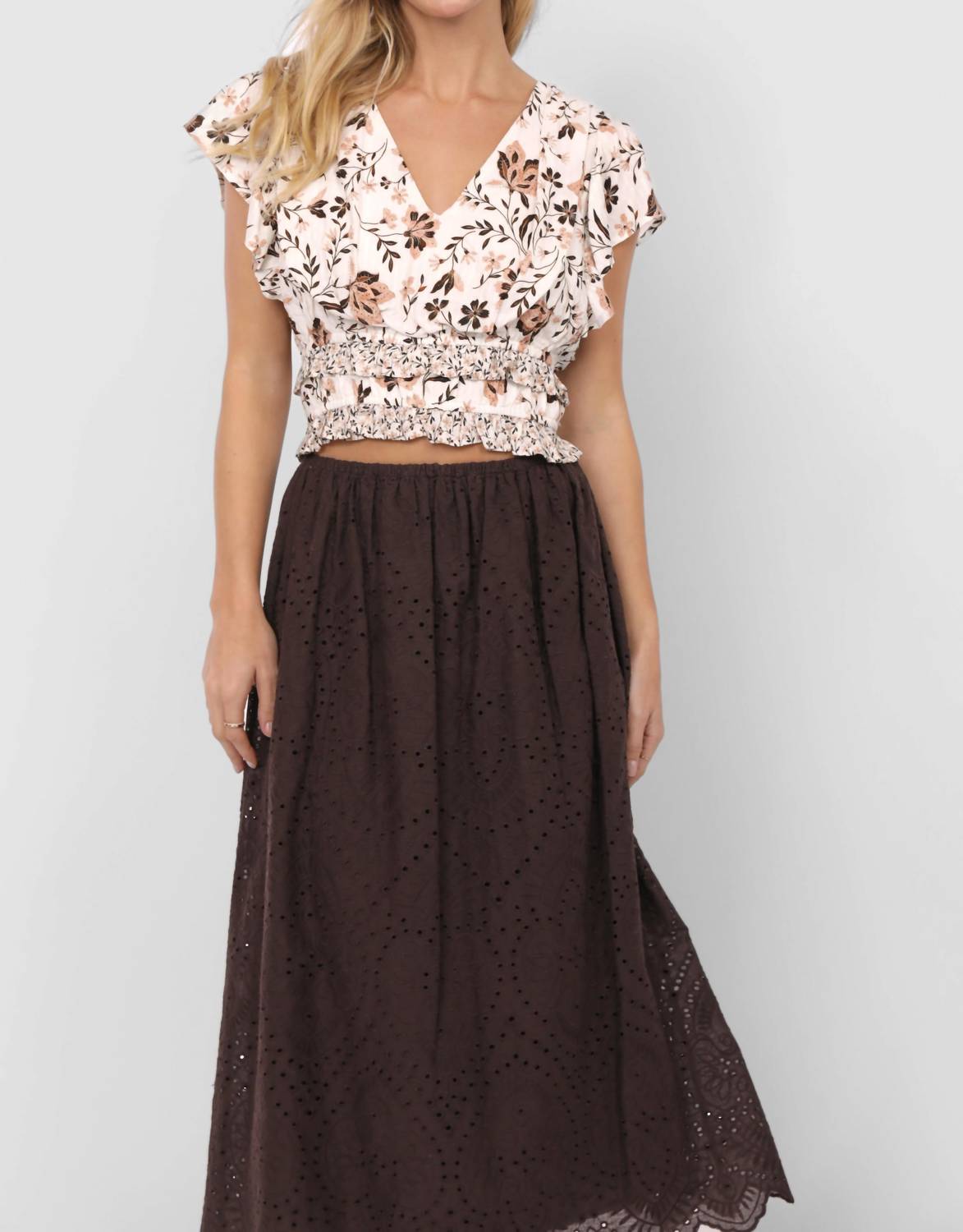 Sadie & Sage - Viola V Neck Ruffle Top
