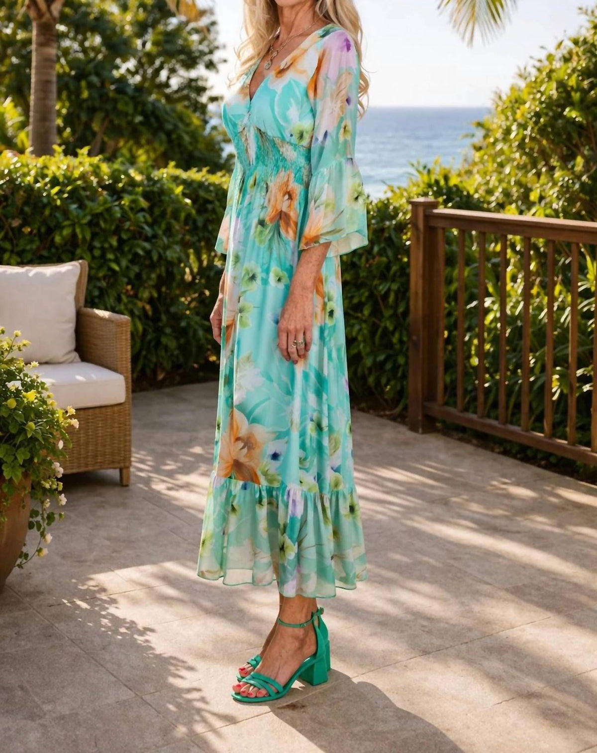 Tempo Paris - Floral Smocked Silk Dress