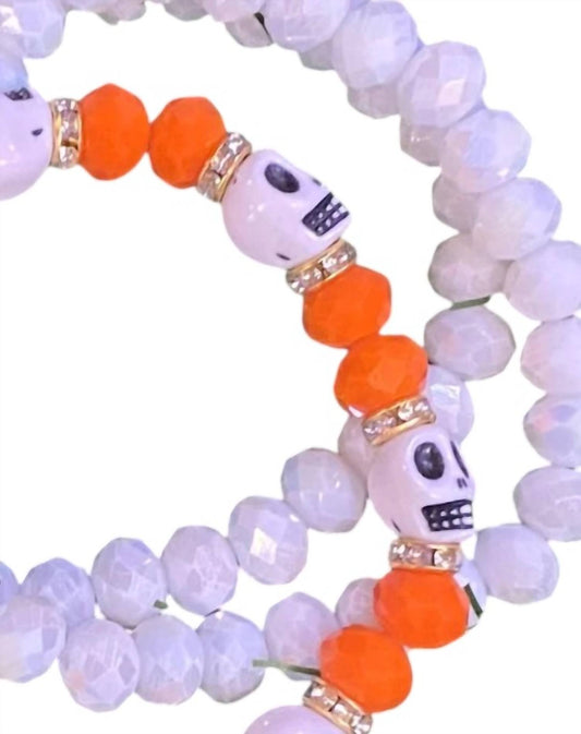 Sparkly South Wholesale - Women's Halloween Sugar Skull Stretchy Beaded Bracelet Set