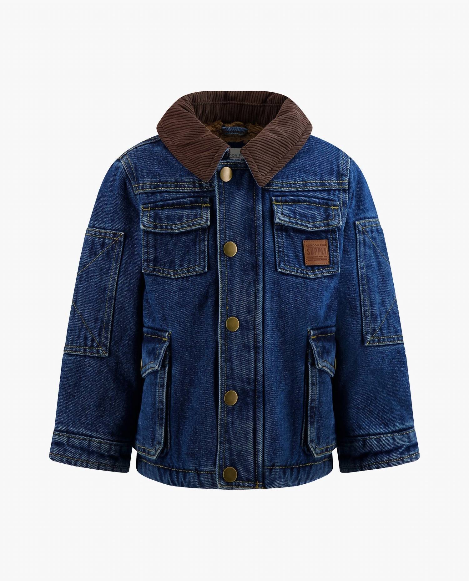 London Fog - Baby Boys Button-front Collared Utility Barn Coat