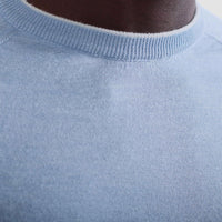 Bugatchi Uomo Wool Silk Crew Neck Sweater With Tipping in air blue - men's sweater - view 4