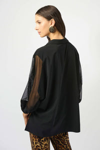 Joseph Ribkoff - Stretch Poplin & Mesh Boxy Top