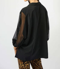 Joseph Ribkoff - Stretch Poplin & Mesh Boxy Top
