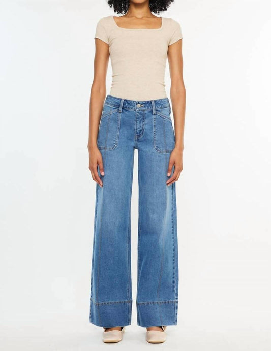 Kancan - Mid Rise Wide Leg Jeans
