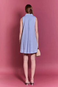 English Factory - Zip-front Collared Sleeveless Mini Dress