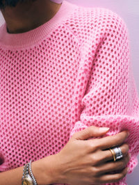 White + Warren - Cashmere Two Tone Mesh Sweatshirt