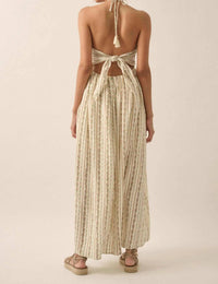 Promesa - Trellis Blossoms Floral Gauze Halter Maxi Dress
