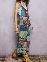 POL One Of A Kind V-neck Printed Jumpsuit in multicolor - women's pants - detail view