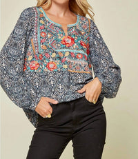 Andree By Unit - Floral Embroidered Blouse