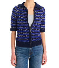 ALLISON NEW YORK Carlyle Zip Up Sweater in blue black - women's sweater