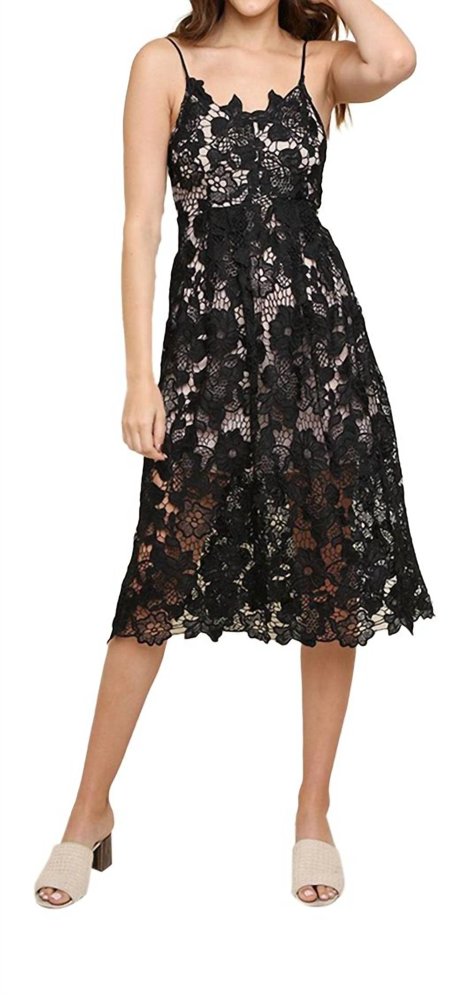 Umgee - Floral Lace Applique Midi Dress