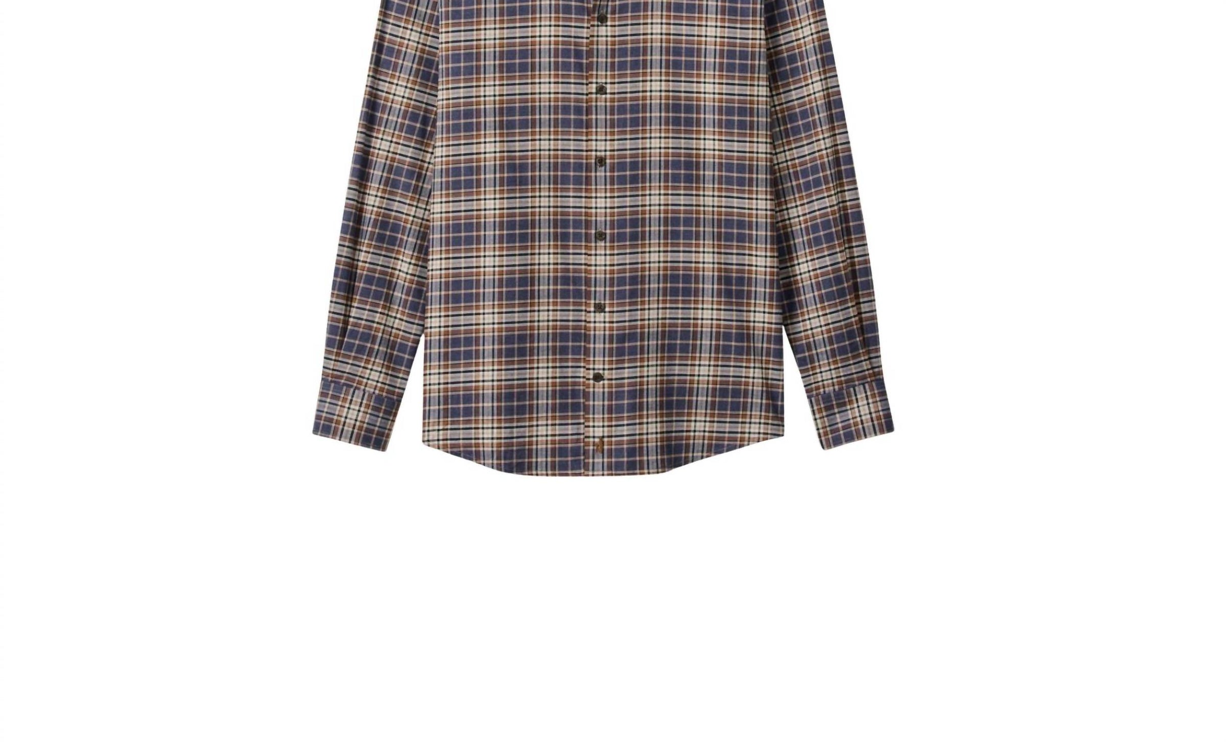 JOHNNIE-O Men's Kamper Performance Flannel Button Down Shirt in charcoal - men's long sleeve top - alternate view