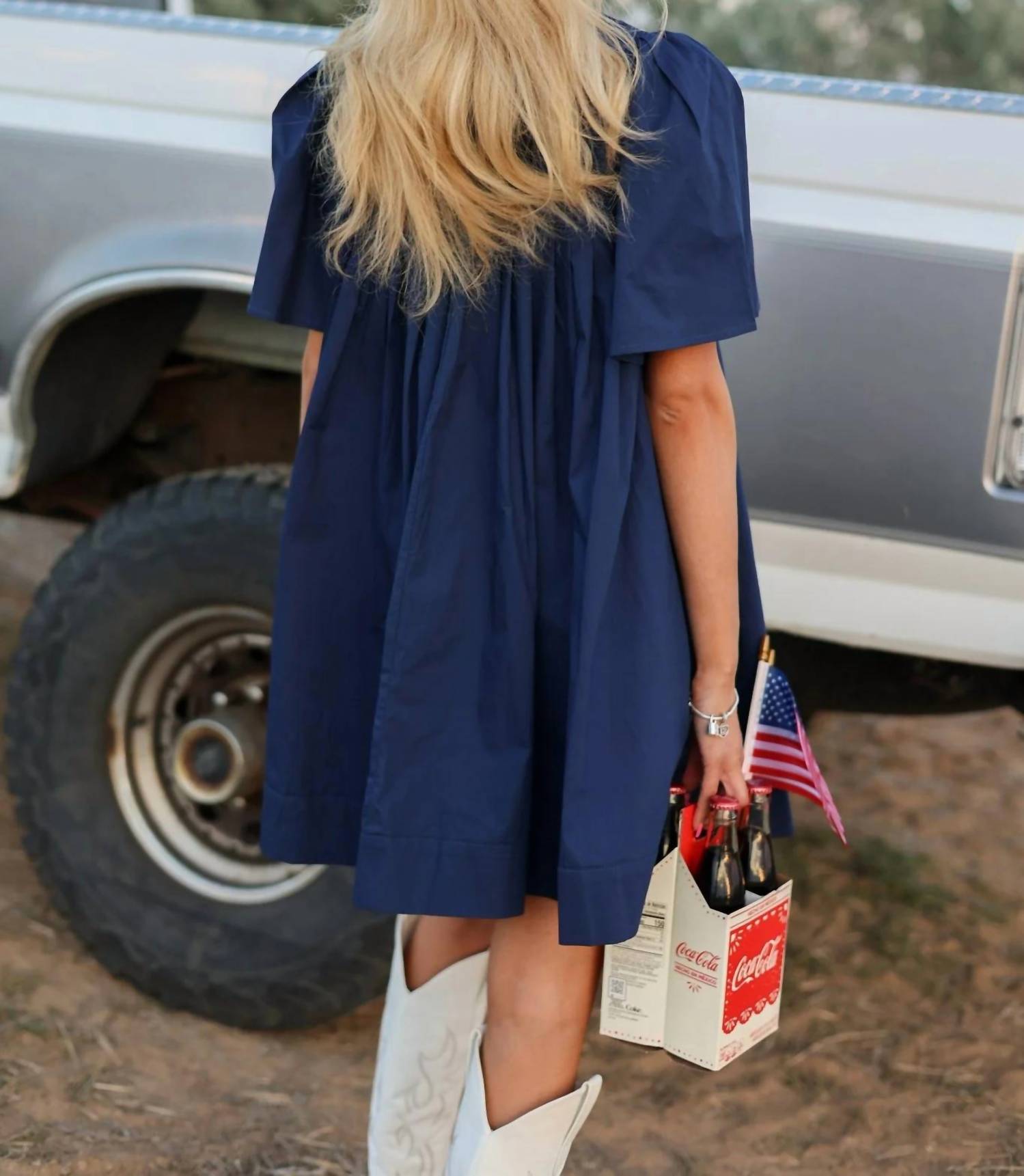 &Merci - Georgia Pleated Cotton Mini Dress With Flared Sleeves