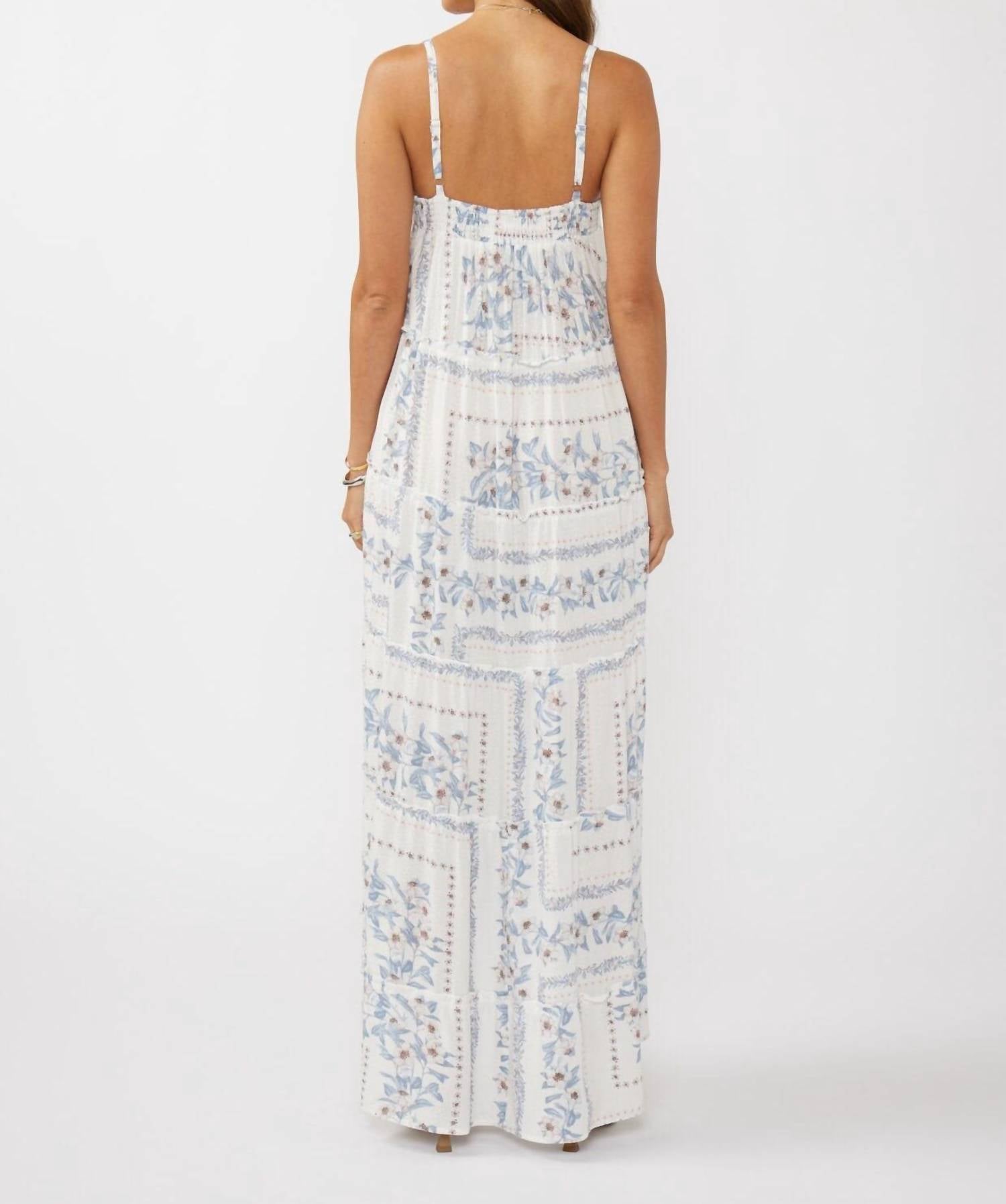Lovestitch - Floral Spaghetti Strap Tiered Ruffle Maxi Dres