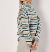 Apricot - Aran Knit Stripe Sweater