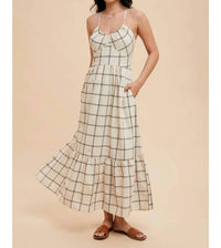 In-Loom - Grid-print Cotton Maxi Dress