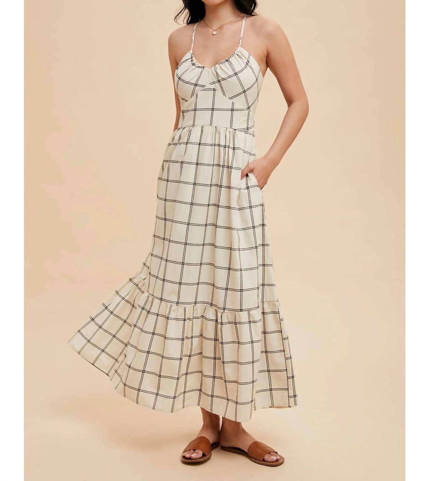 In-Loom - Grid-print Cotton Maxi Dress