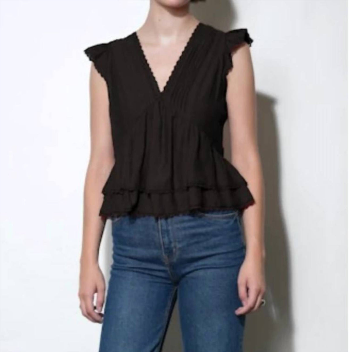 Greylin - Victoria Pintuck Flutter Sleeve Top