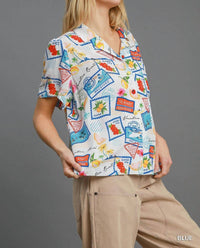 umgee Tropical Resort Print Button-down Top in multicolor - women's shirt - view 5