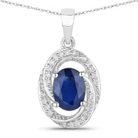 Diana M Jewels Women's Oval Natural Blue Sapphire Pendant Necklace (1.71 Ct) - Classic in 14k white gold - women's jewelry
