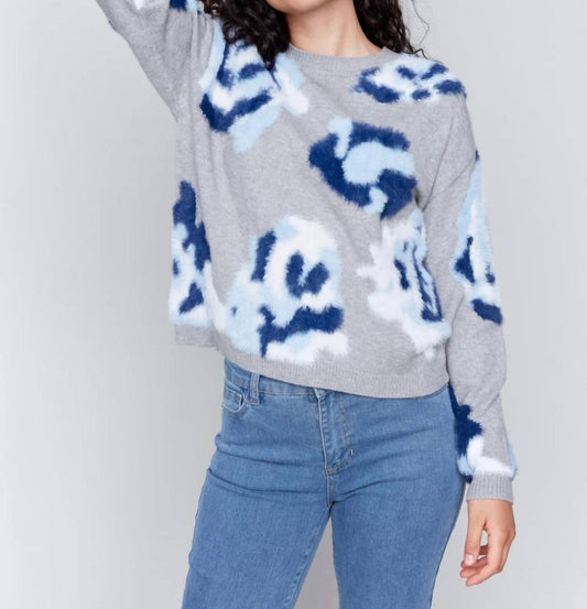 Charlie B - Fuzzy Floral Jacquard Sweater