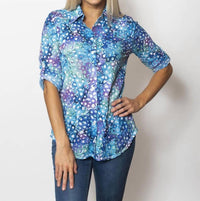 Sno Skins - Printed Crinkle Button Shirt Top
