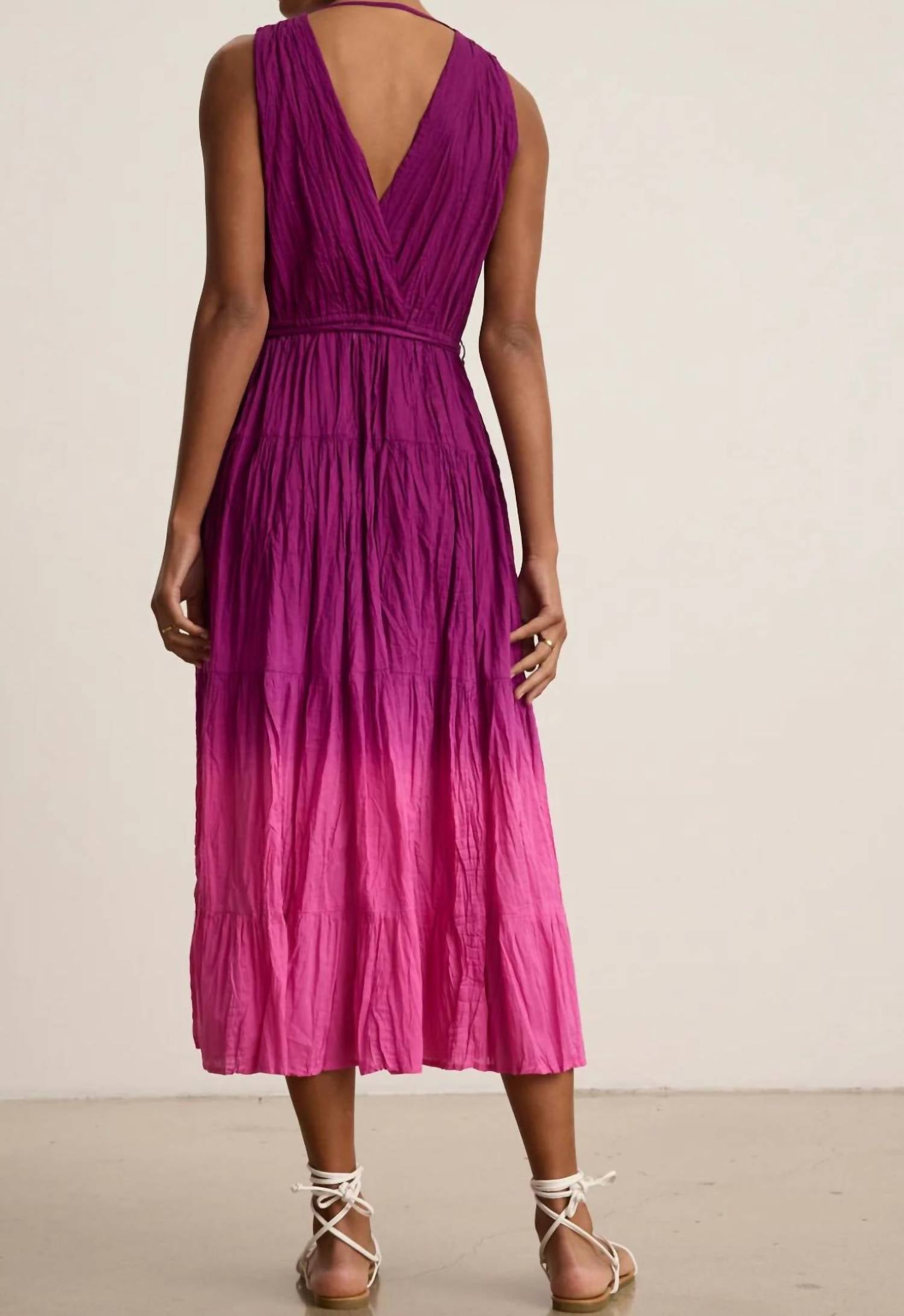 Velvet by Graham & Spencer Marilyn V-neck Dress in fuschia ombre 1 - women's dress - detail view