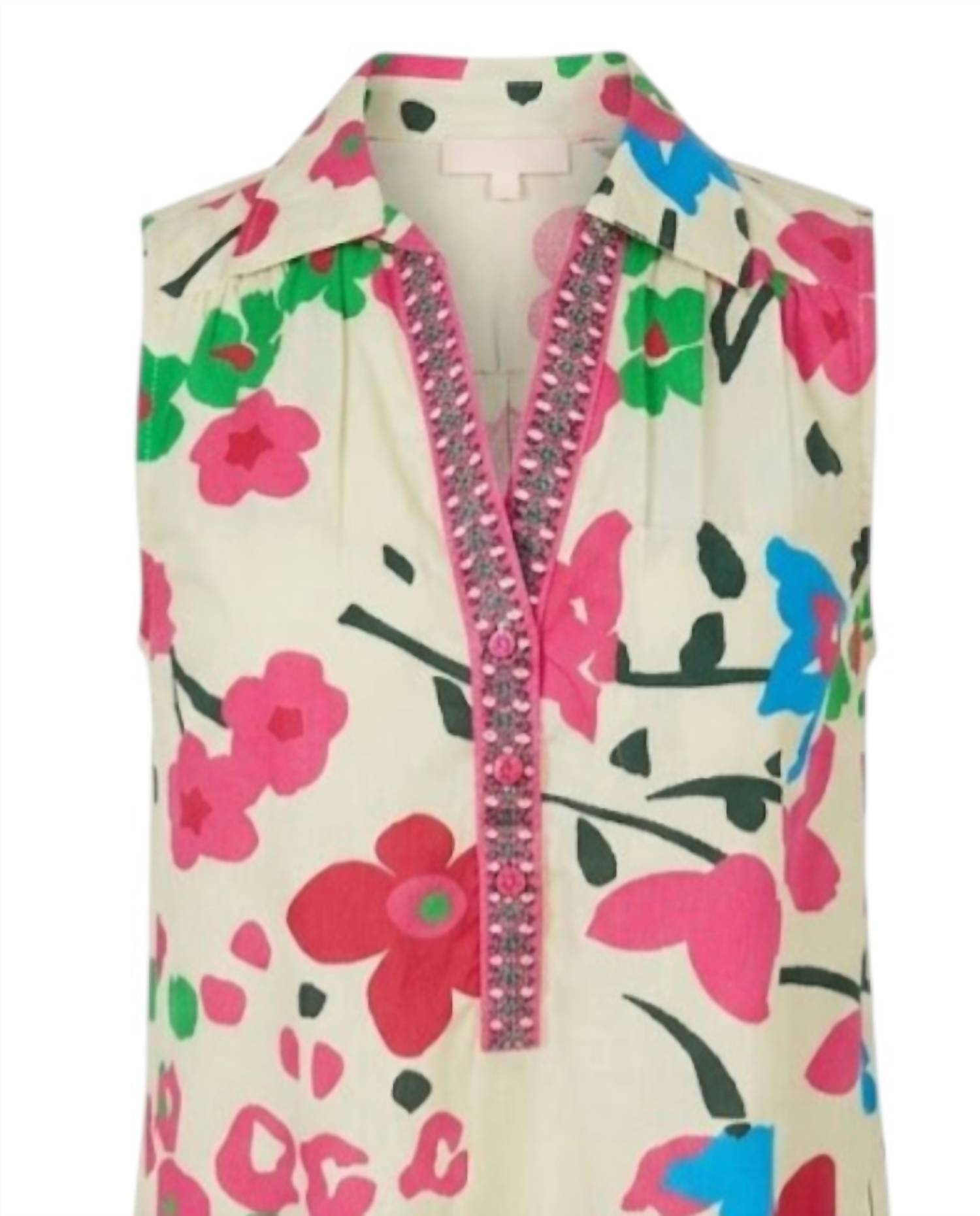 maude vivante Women's Luna Palm Breeze Poplin Dress in pink tropics - women's dress - alternate view