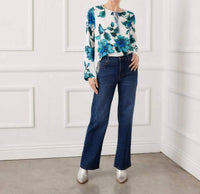 Karen Kane Keyhole Side-Slit Sleeve Tunic Top - Petite in floral print - women's shirt - view 5