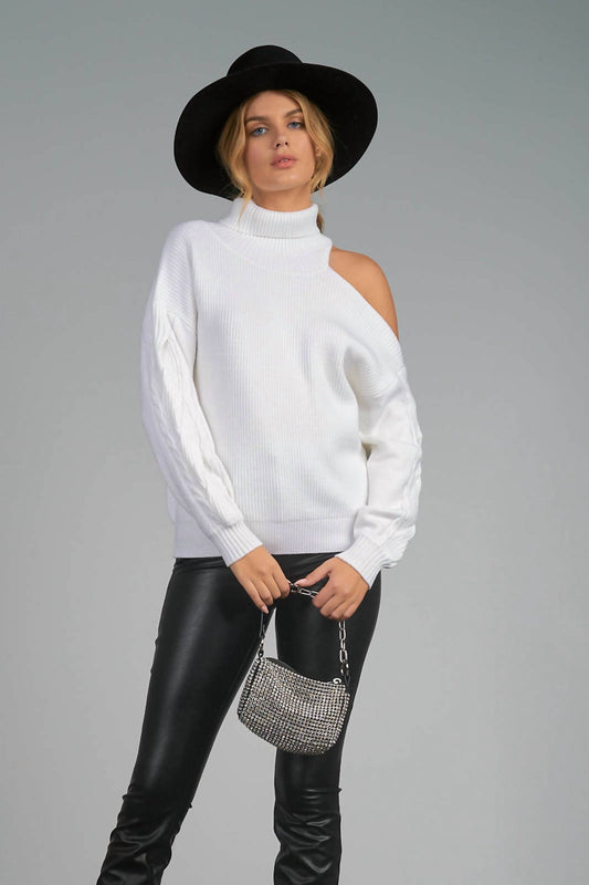 CUT OUT SHOULDER SWEATER