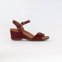 dansko Women's Arielle Sandal in red glazed kid leather - women's sandal - detail view