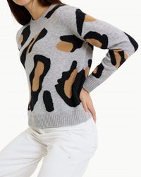 Brodie Cashmere - Abstract Leopard Crew Neck Jumper Sweater
