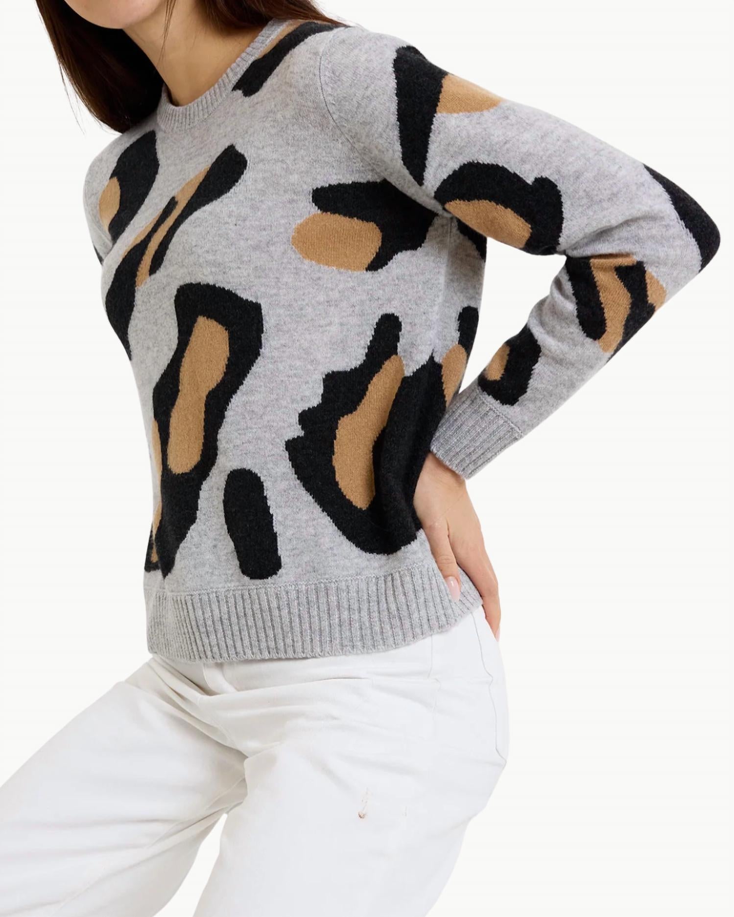 Brodie Cashmere - Abstract Leopard Crew Neck Jumper Sweater