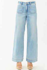 Hidden - Patch Pocket Stretchy Wide Leg Jean
