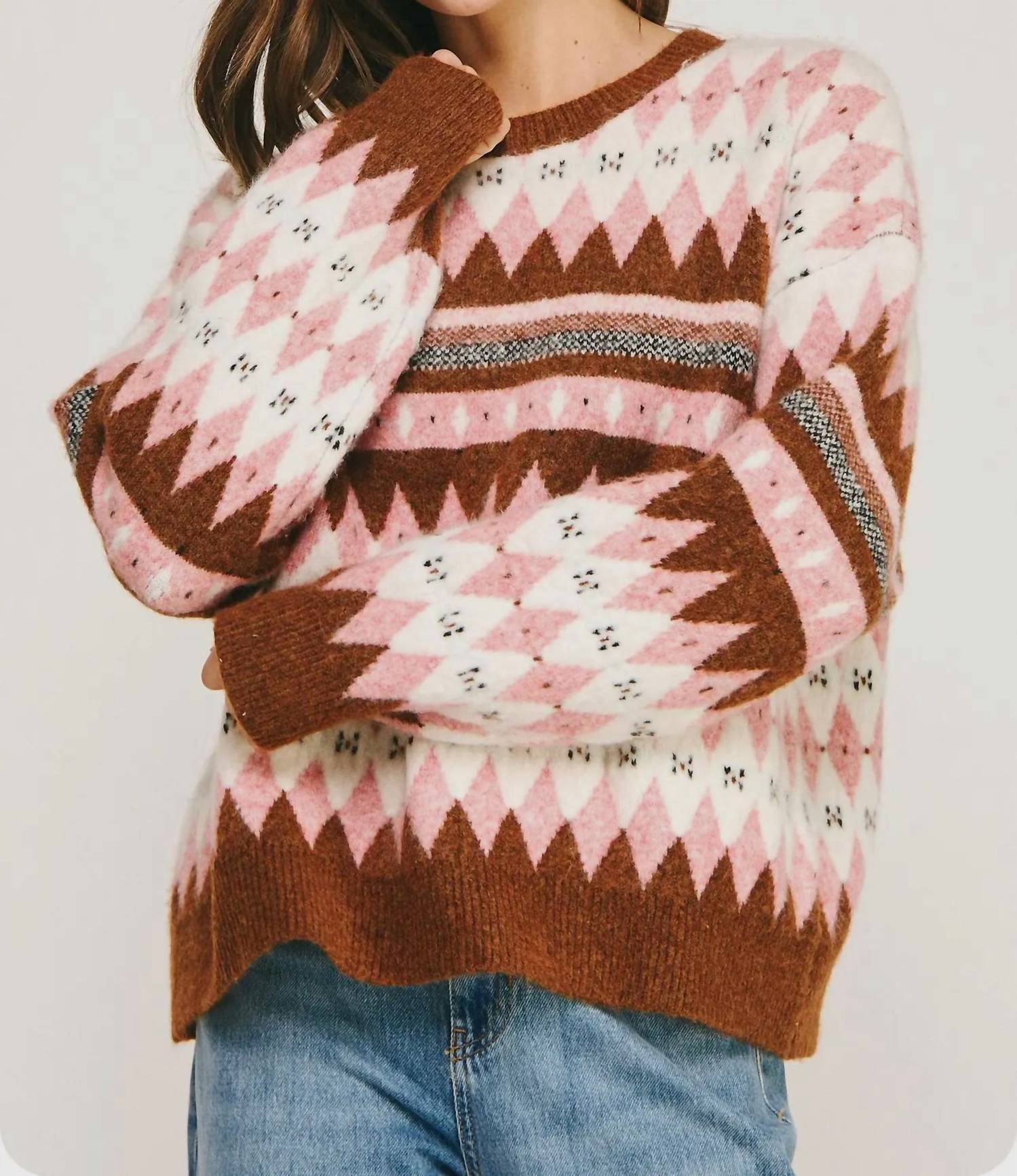 Strut & Bolt - Argyle Fair Isle Knit Crewneck Sweater