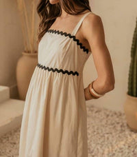 Skies Are Blue - Sleeveless Square Neck Midi Dress