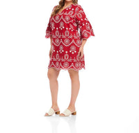 Karen Kane - Flare Sleeve Embroidered Dress - Plus