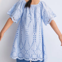 The New Society Girls Patmos Dress in powder blue - kids' dress - detail view