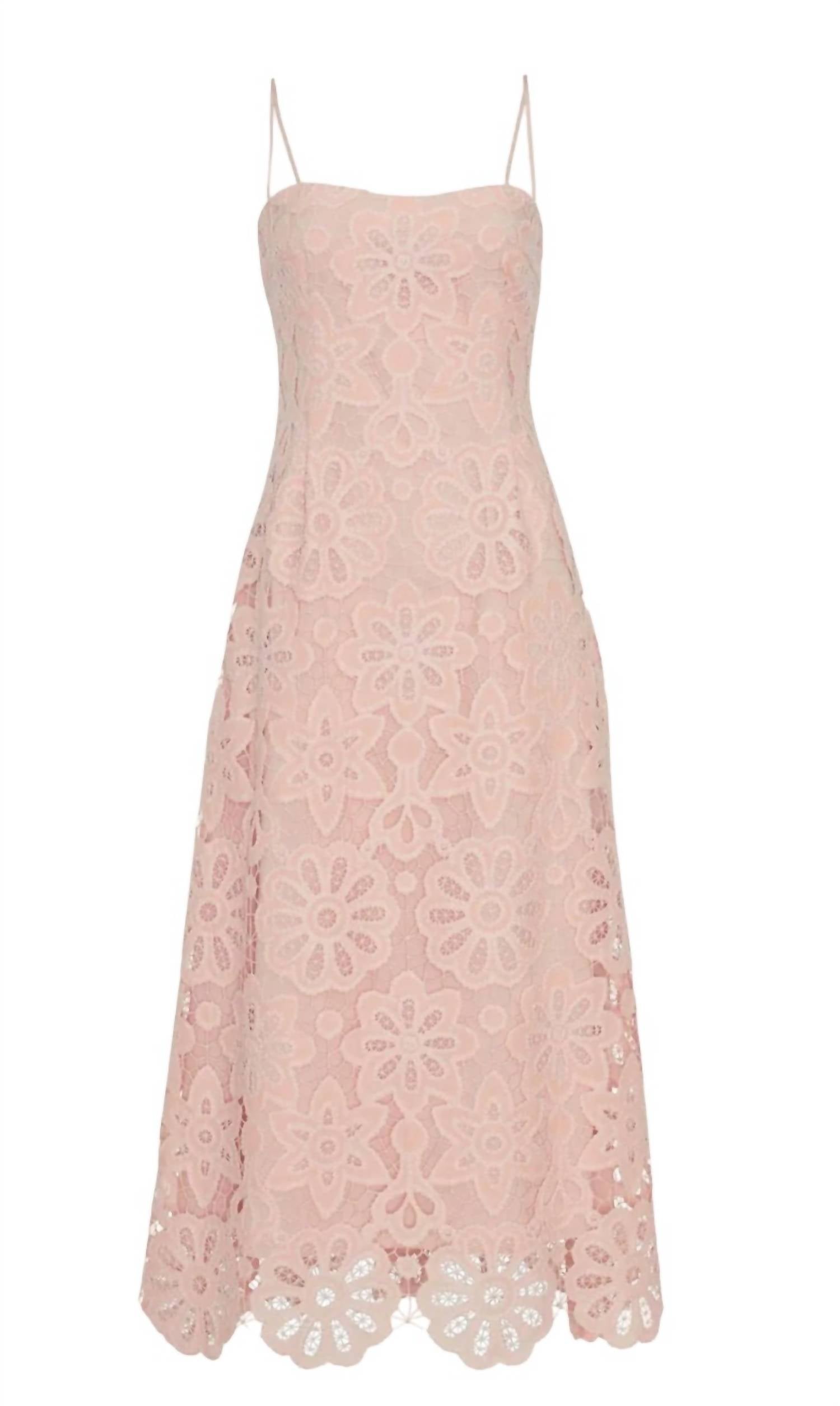 Lela Rose - Women's Floral Lace Midi Dress