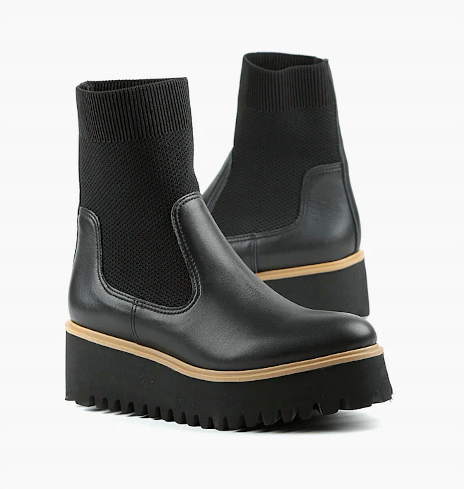 ALL BLACK Women's Flatform Sock Boots in black - women's shoe - alternate view