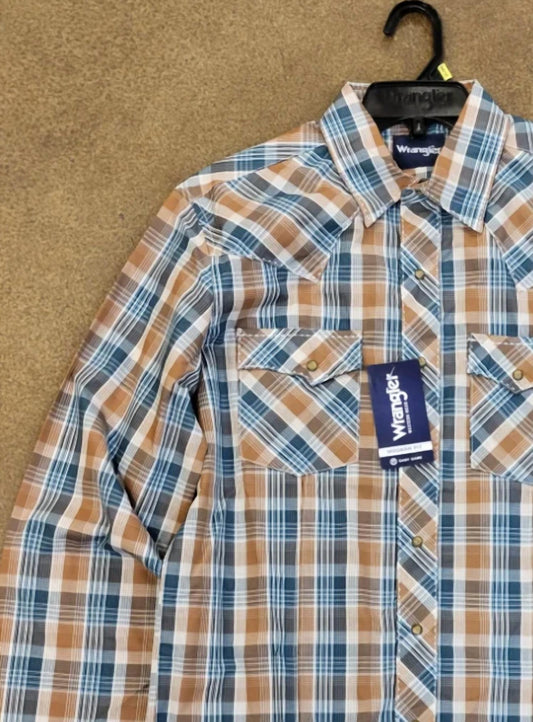 Wrangler - Men's Long Sleeve Fashion Western Snap Plaid Shirt