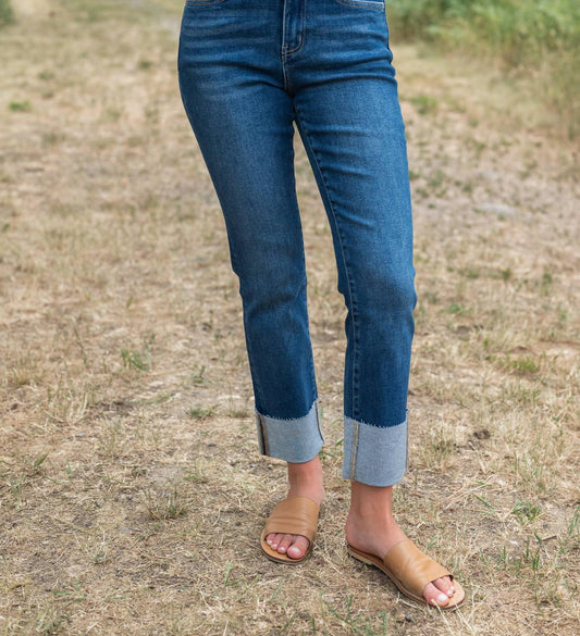 Lovervet - Sagacity High Rise Cuff Slim Straight Jeans