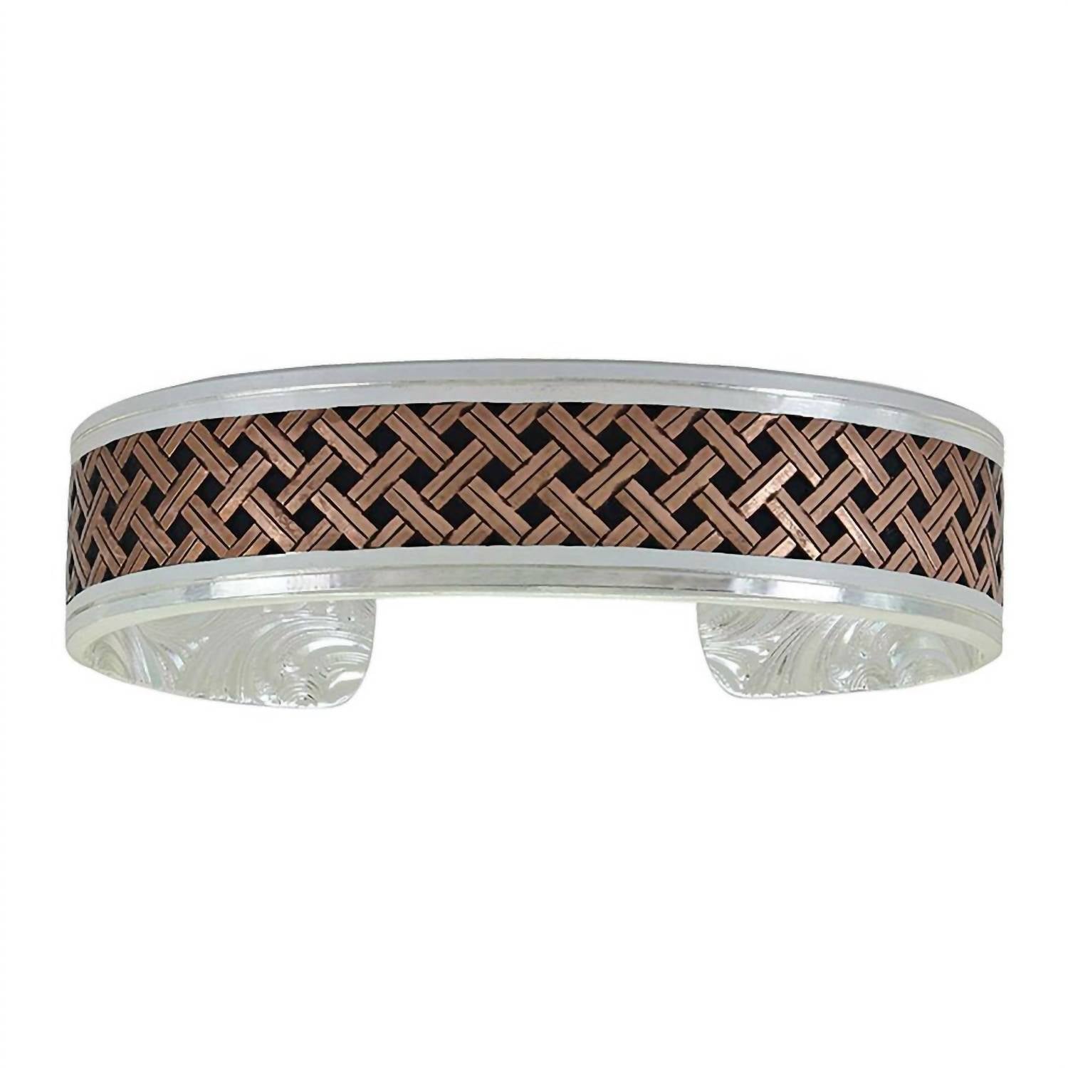 Montana Silversmiths Men's Classic Legacy Weave Crossing Paths Cuff Bracelet in silver brass - men's jewelry