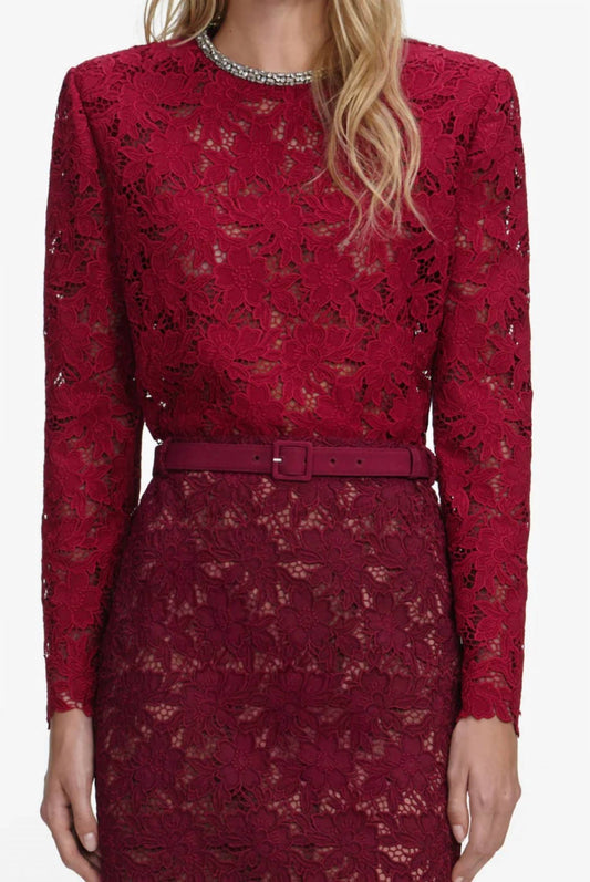 Self-Portrait - Lace Crystal Trim Top